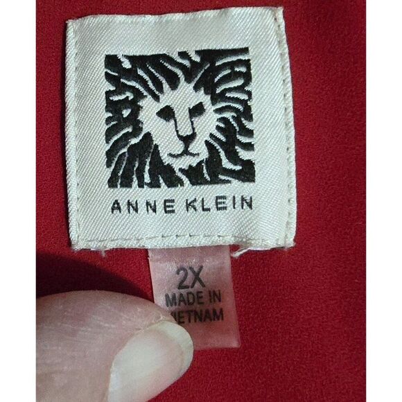 Anne Klein Womens Red Pullover Top 2X Long Sleeve Loose Fit - Picture 6 of 6